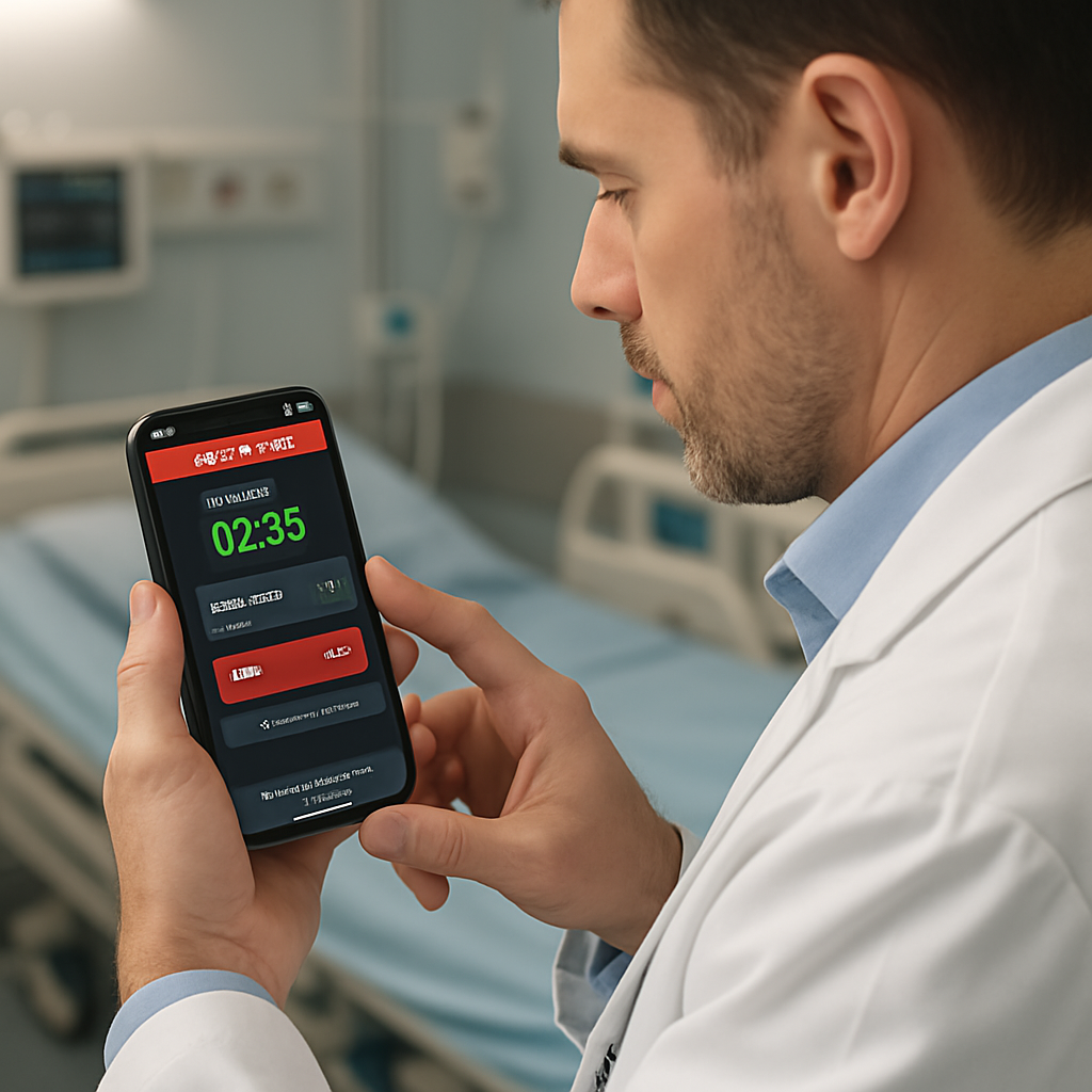 Profissional de saúde usando o ACLS Helper